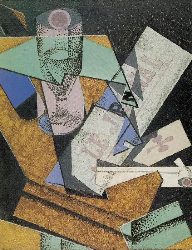 Verre et Journal - Juan Gris image 1 reproduction artisanale de tableau