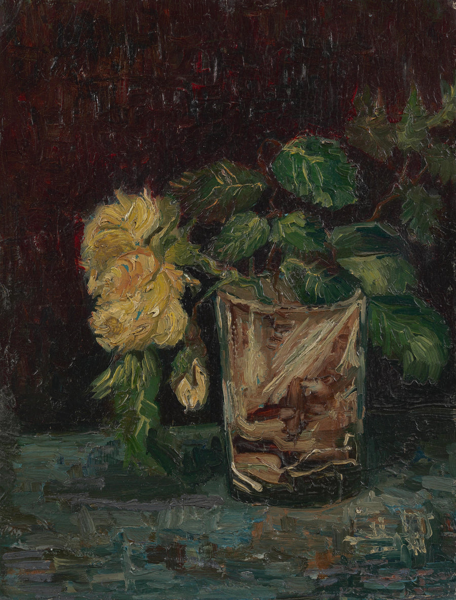 Verre avec des roses jaunes, F218 – Vincent van Gogh
