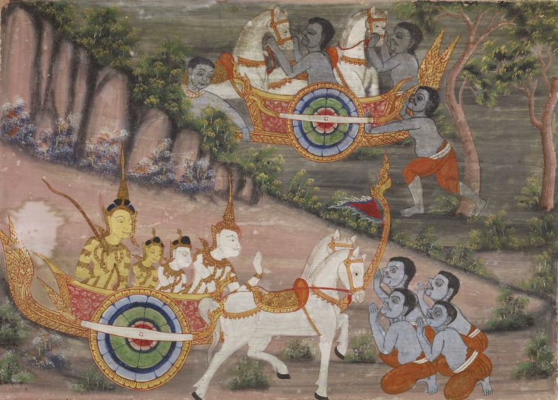 Vessantara Jataka : Vessantara donne son char - Artiste thaïlandais anonyme