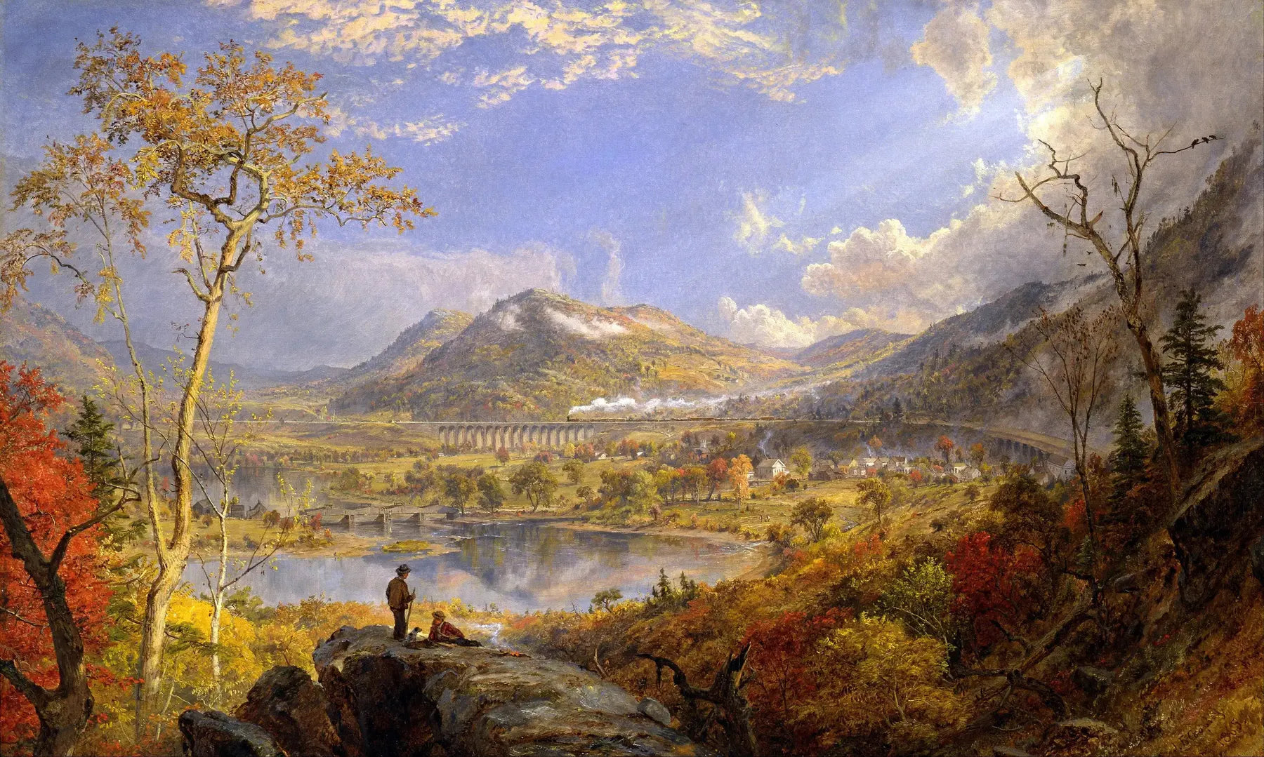Viaduc de Starrucca, Pennsylvanie - Jasper Francis Cropsey image 1 reproduction de peinture à l’huile
