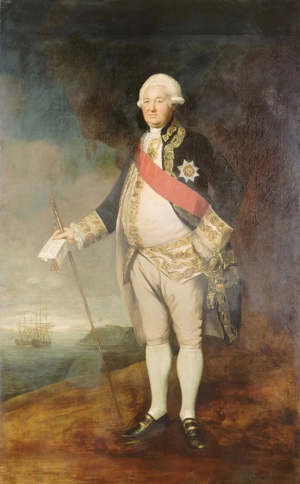 Vice-amiral Sir Edward Hughes, vers 1720 - 1794 - Joshua Reynolds image 1 copie de tableau peinte à la main