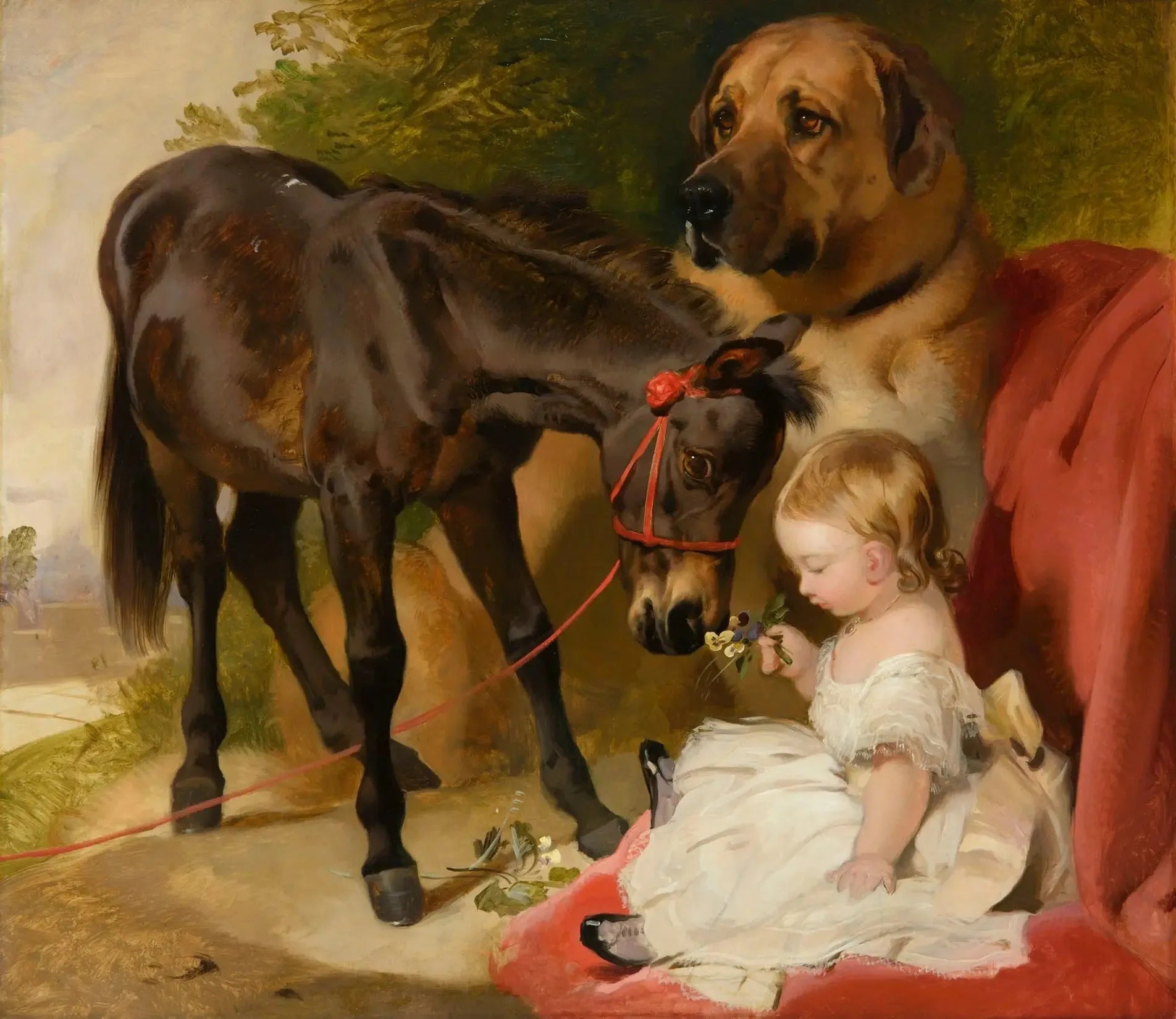 Victoria, princesse royale, avec un poney - Edwin Henry Landseer image 1 reproduction de peinture à l’huile