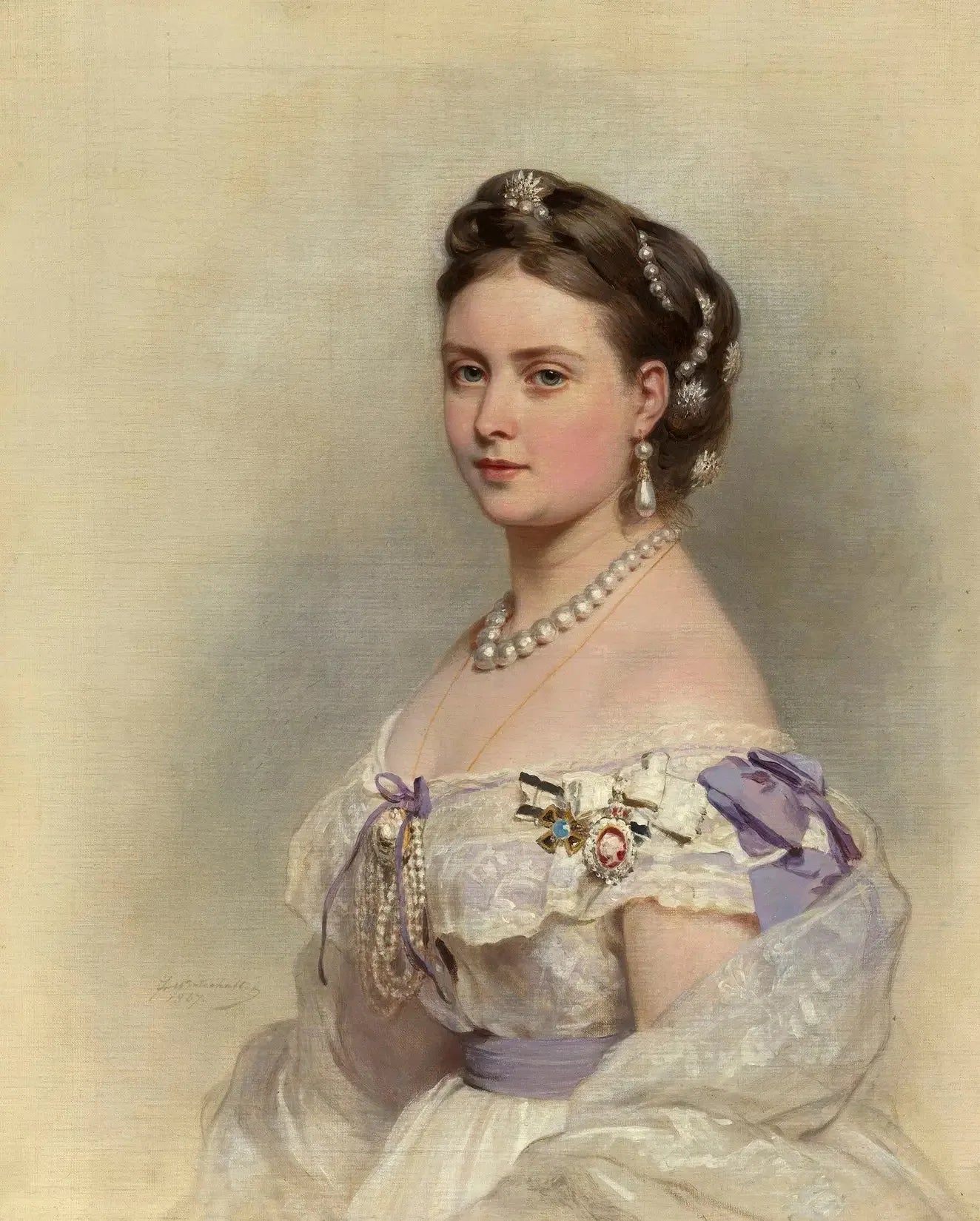 Victoria, princesse royale, princesse héritière de Prusse (1840-1901) - Franz Xaver Winterhalter image 1 copie de tableau peinte à la main