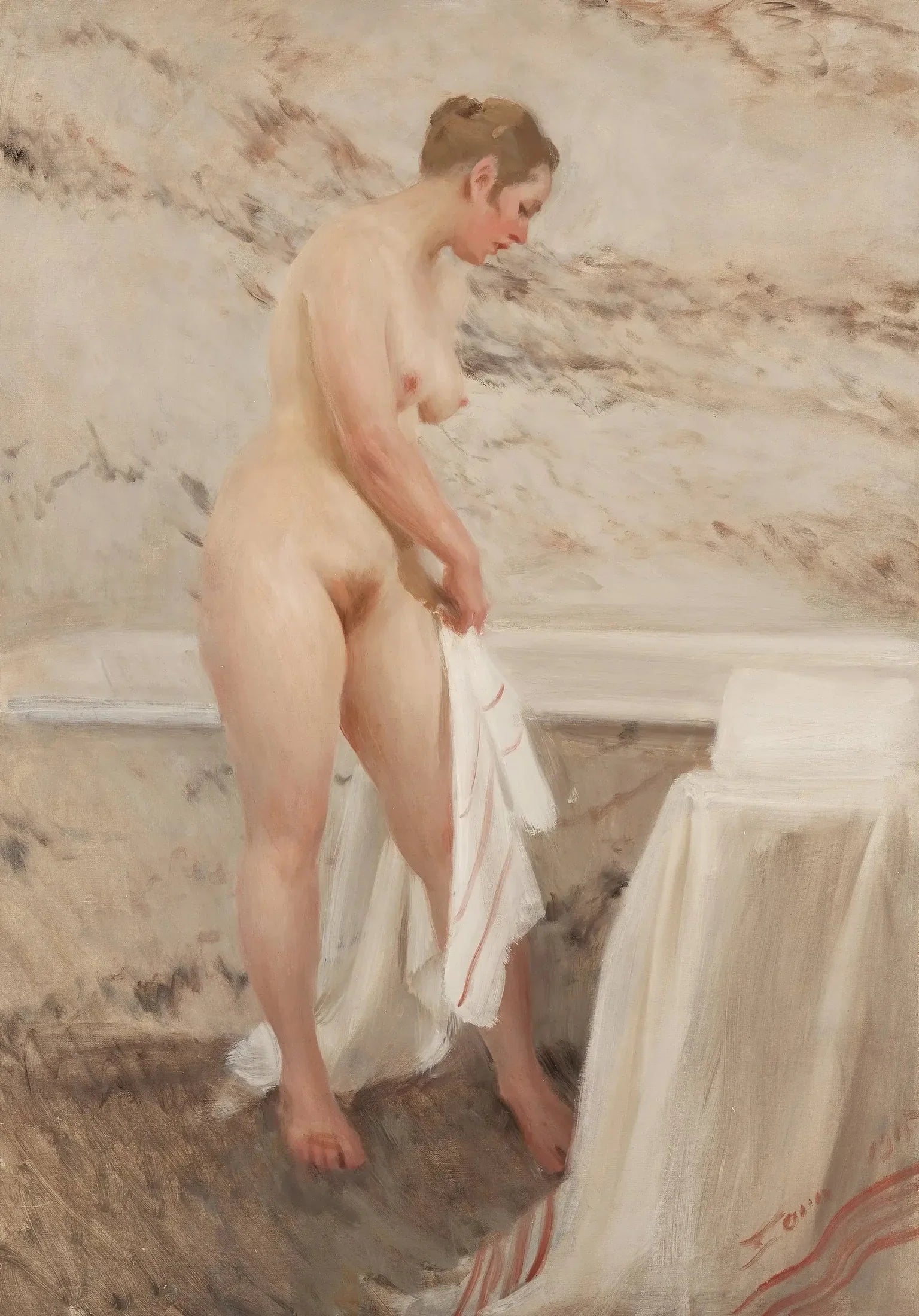 Vid badkaret - Anders Zorn image 1 reproduction artisanale de tableau