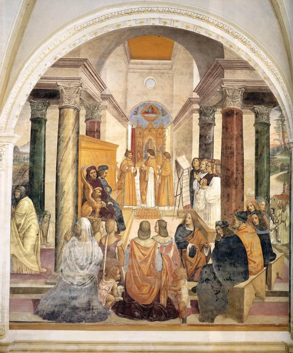 Vie de saint Benoît, scène 33 : Benoît accorde l’absolution posthume à deux religieuses - Il Sodoma (Giovanni Antonio Bazzi) image 1 reproduction artisanale de tableau