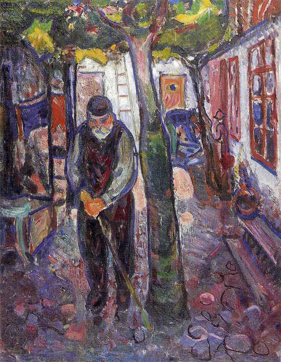 Vieil Homme à Warnemünde - Edvard Munch image 1 reproduction artisanale de tableau