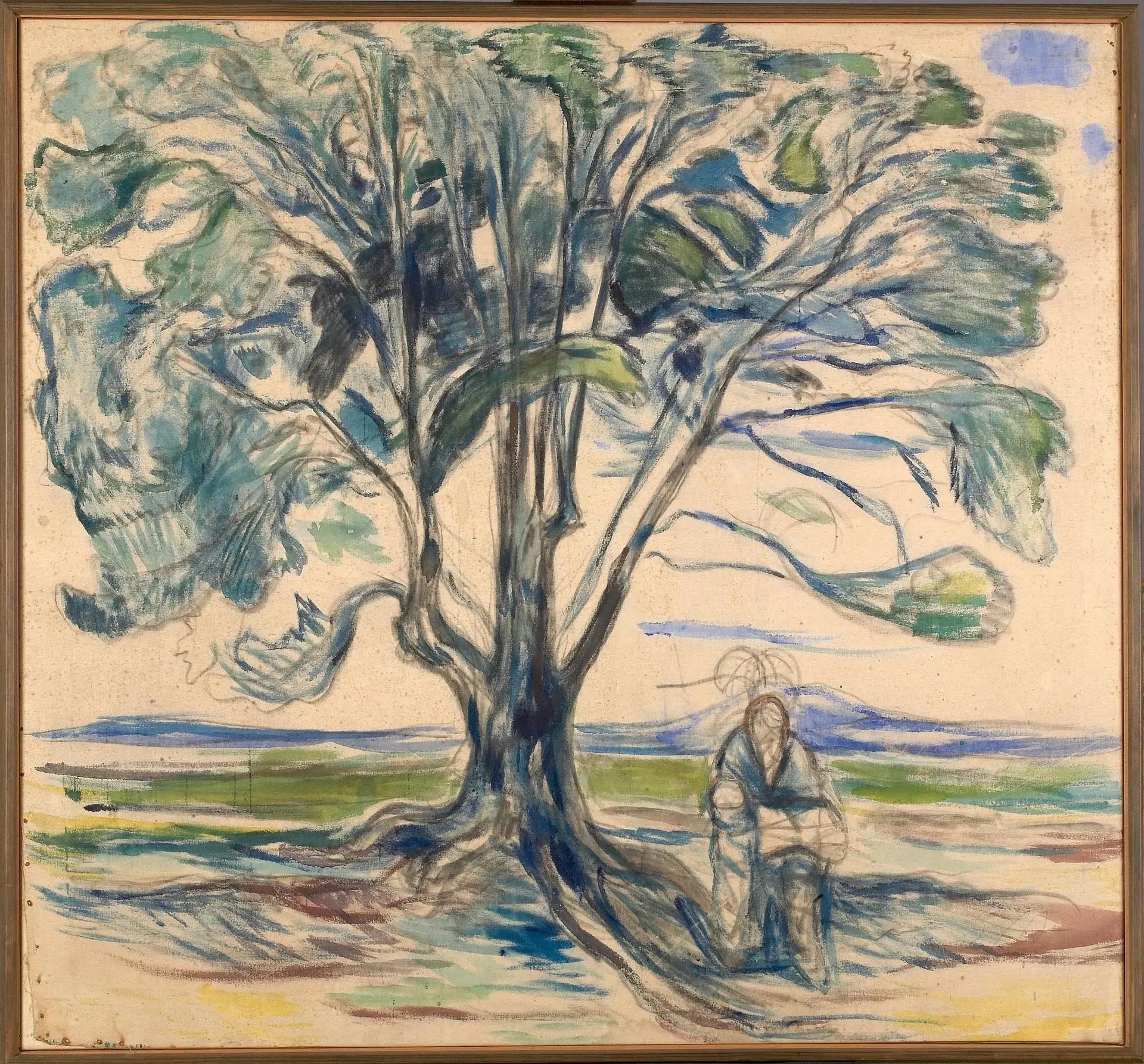 Vieil Homme assis sous un arbre - Edvard Munch image 1 reproduction artisanale de tableau
