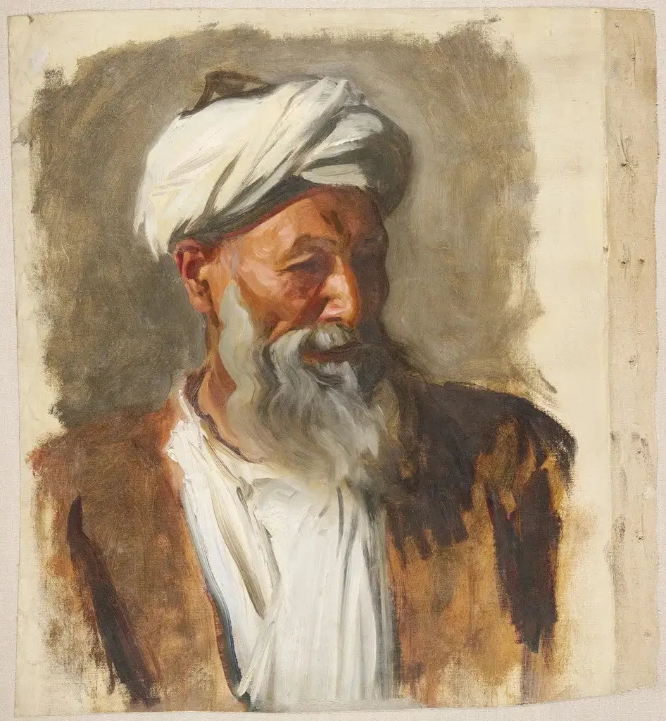 Vieil homme au turban blanc - John Singer Sargent image 1 reproduction d’œuvre d’art à l’huile