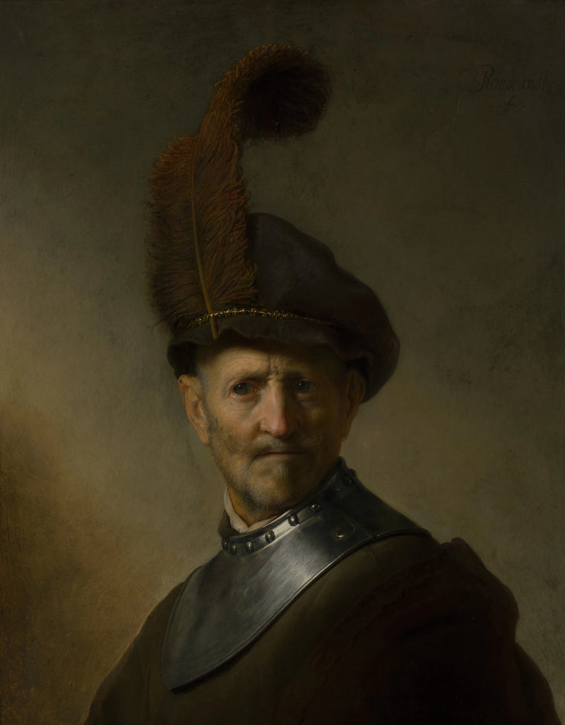 Vieil homme en costume militaire – Rembrandt, vers 1630–1631