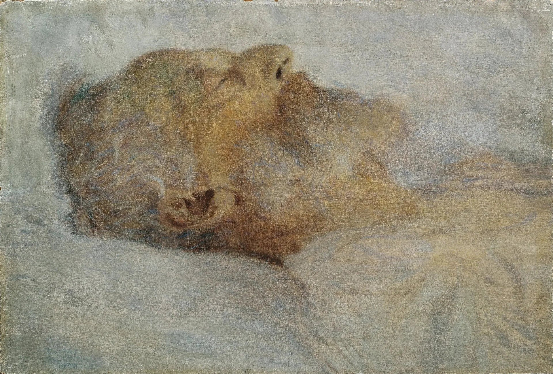 Vieil homme sur son lit de mort - Gustav Klimt image 1 tableau peint à l’huile sur toile