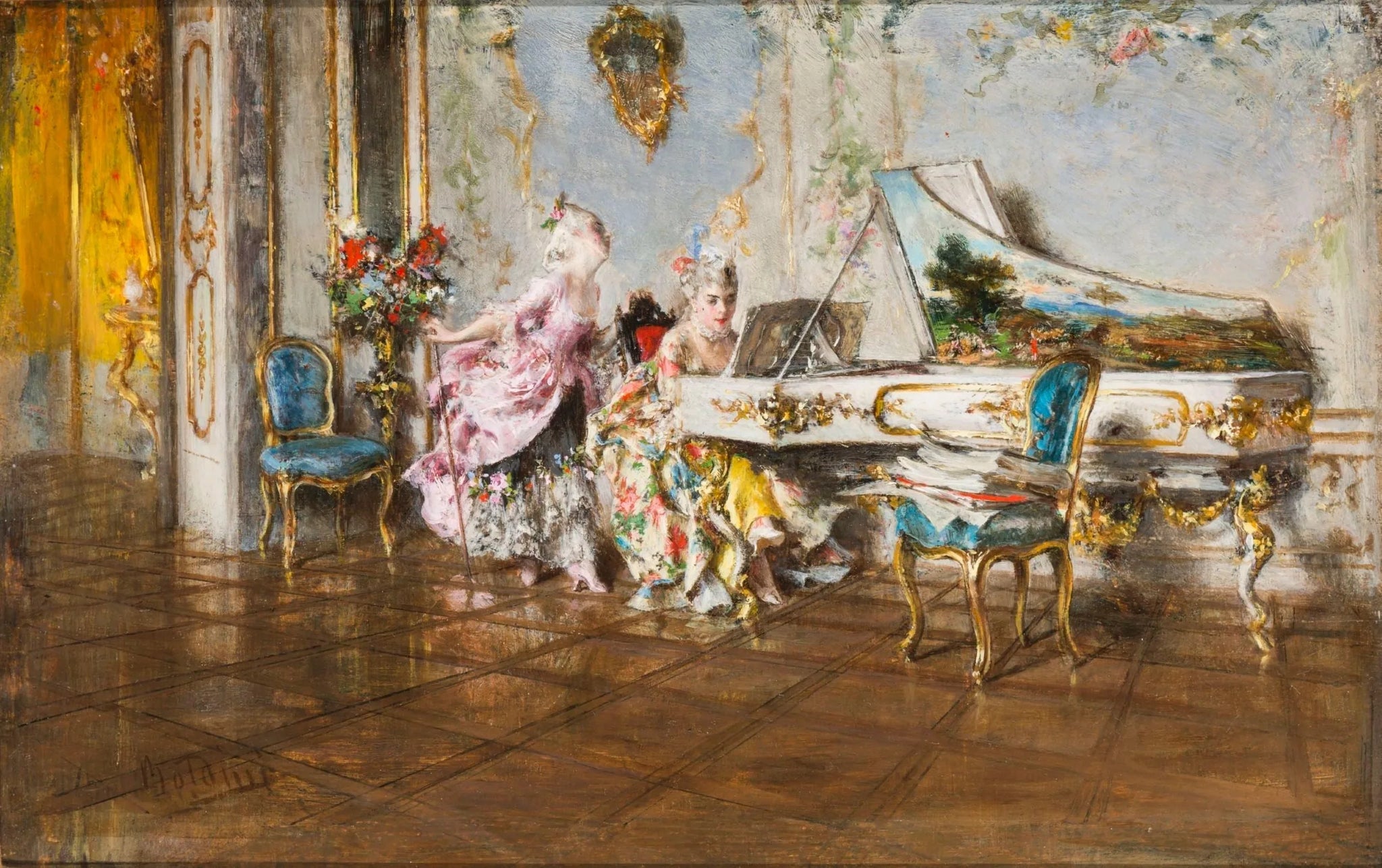 Vieille chanson (II) - Giovanni Boldini image 1 copie peinte à la main à l’huile
