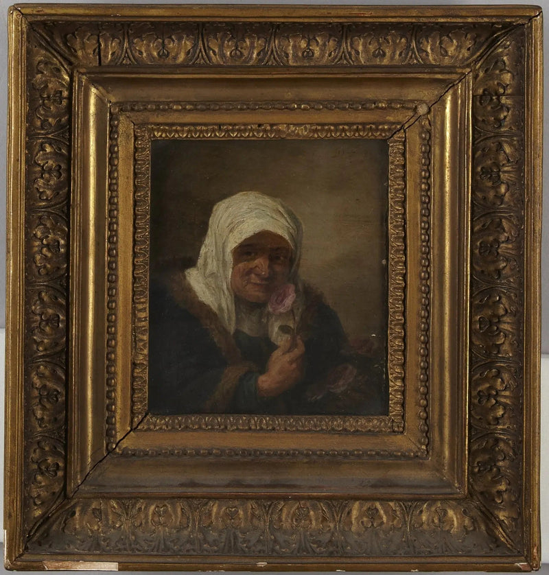 Vieille dame à la rose - David Teniers le Jeune