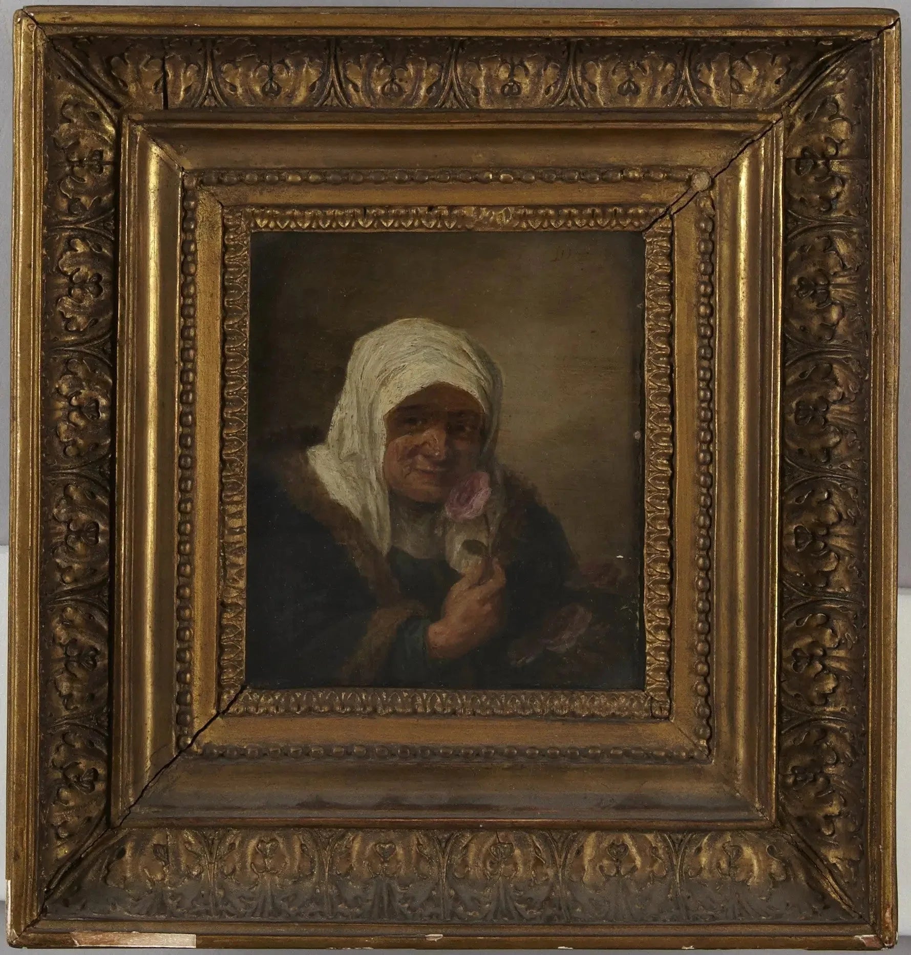 Vieille dame à la rose - David Teniers le Jeune image 1 reproduction artisanale de tableau