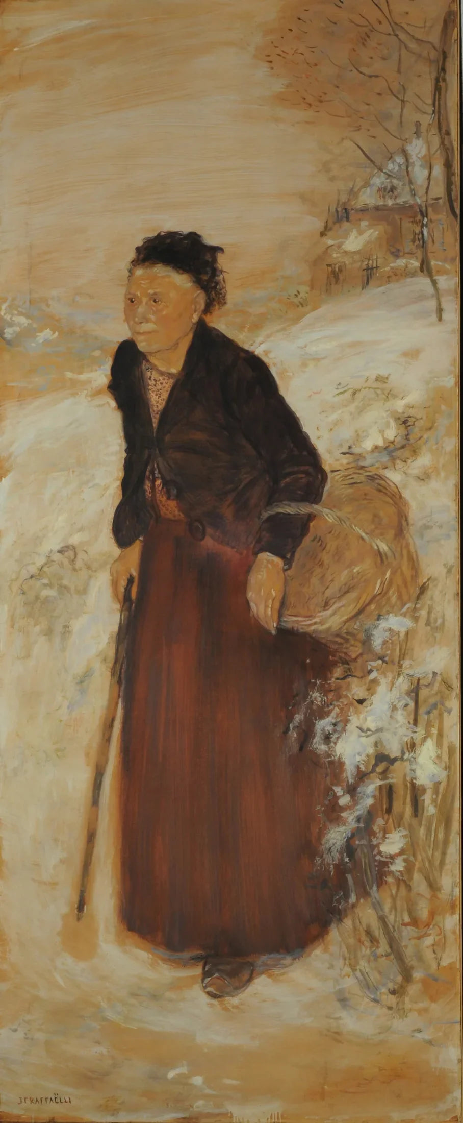Vieille dans la neige - Jean-François Raffaëlli image 1 copie de tableau peinte à la main