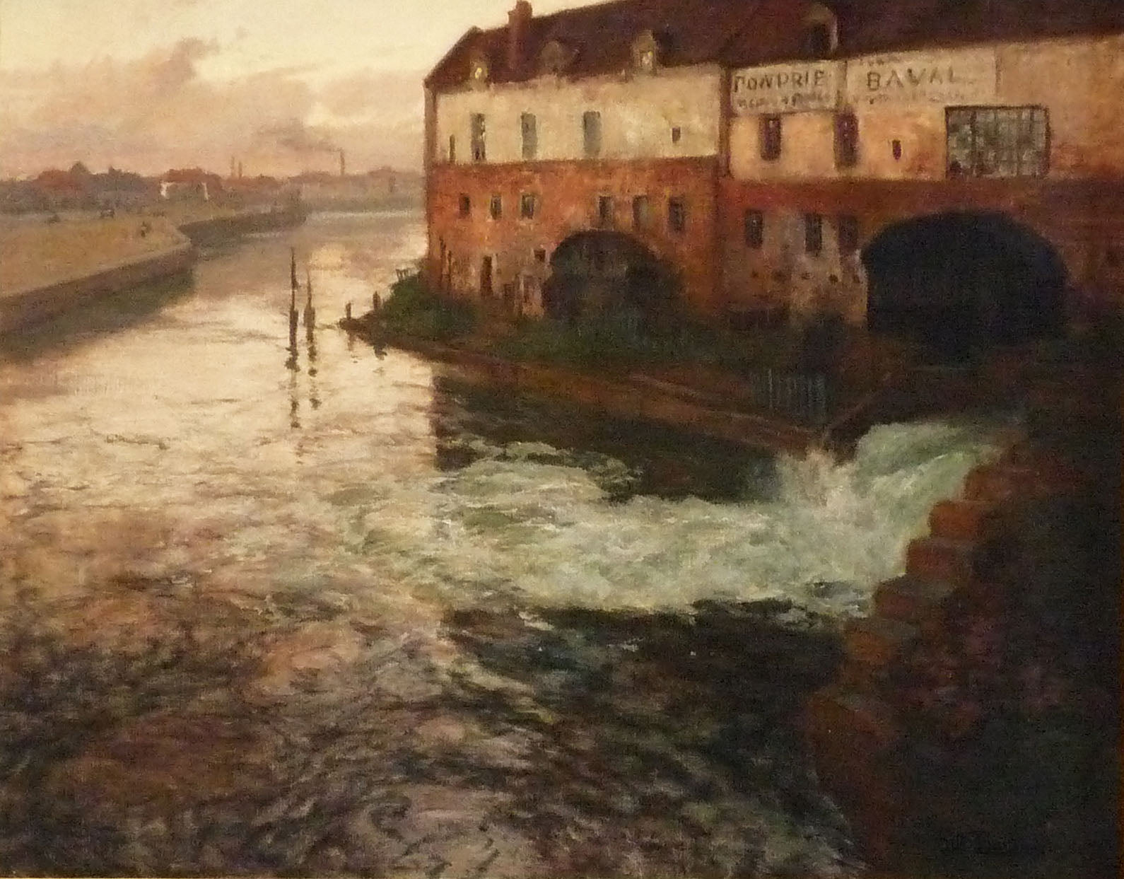 Vieille fabrique sur la Somme (soir) - Frits Thaulow image 1 reproduction d’œuvre d’art à l’huile