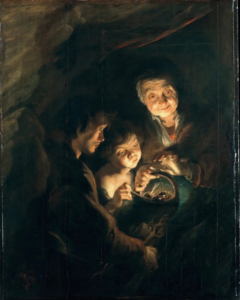 Vieille femme avec un panier de charbon - Peter Paul Rubens