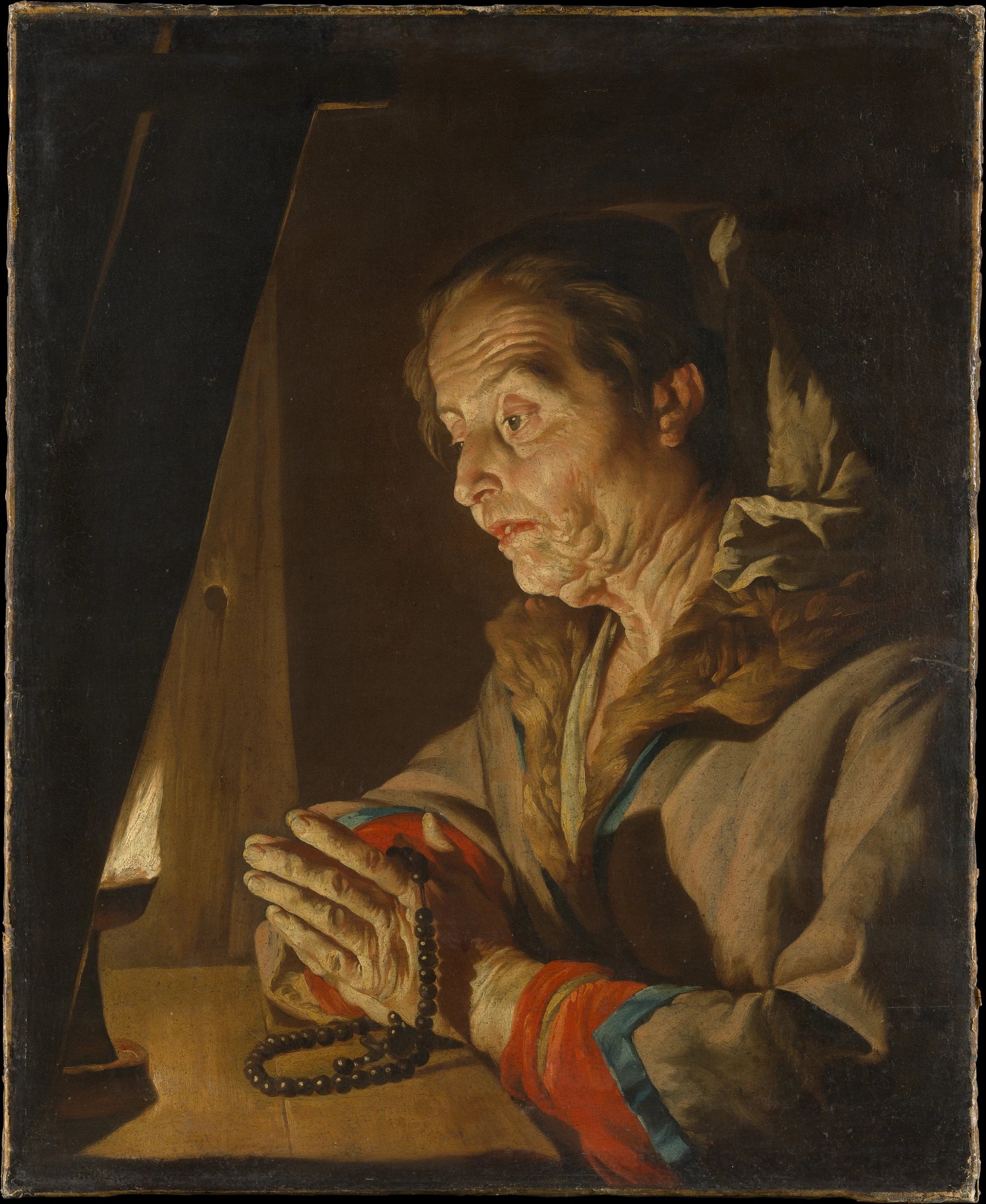 Vieille femme priant - Matthias Stom