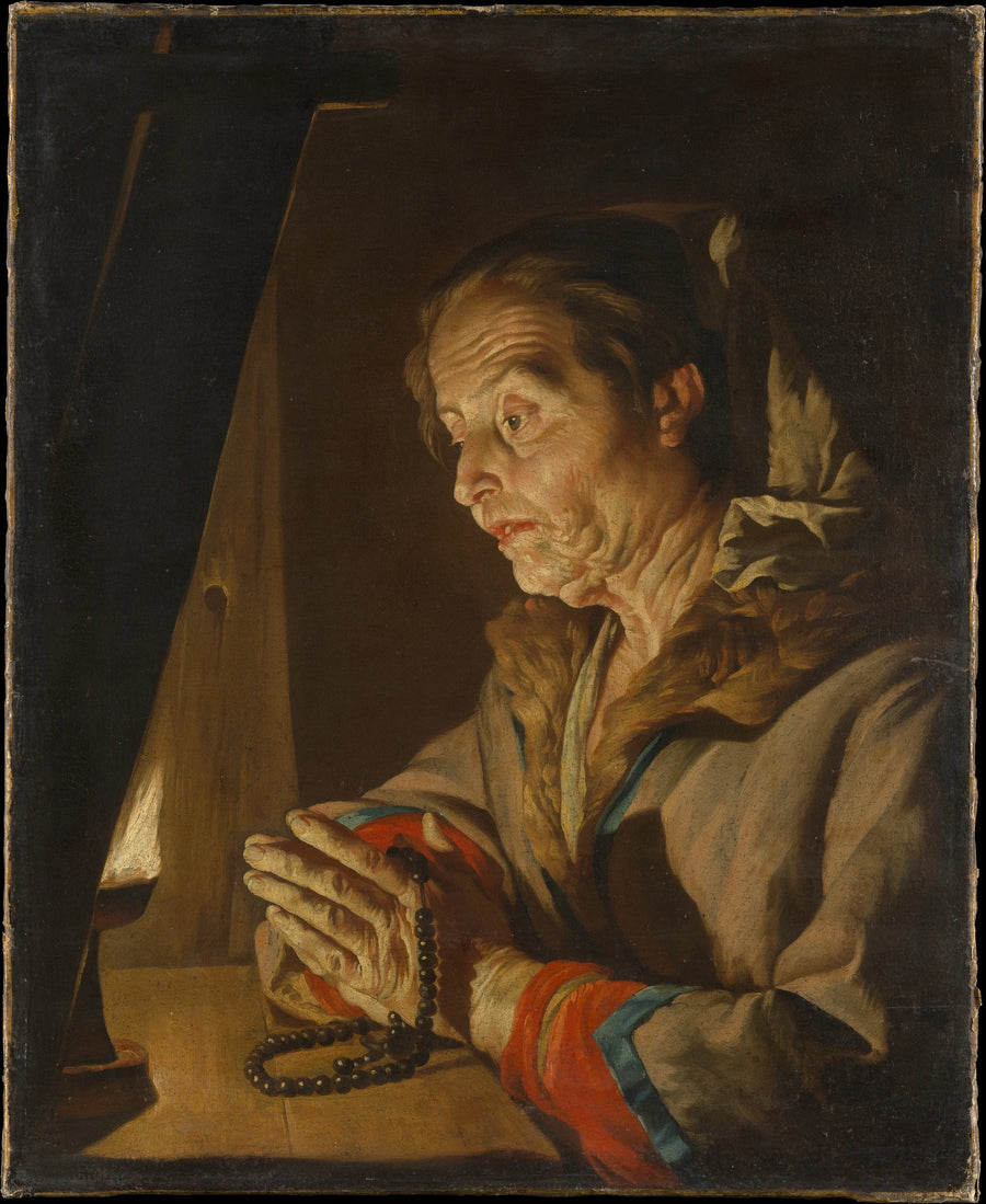 Vieille femme priant - Matthias Stom