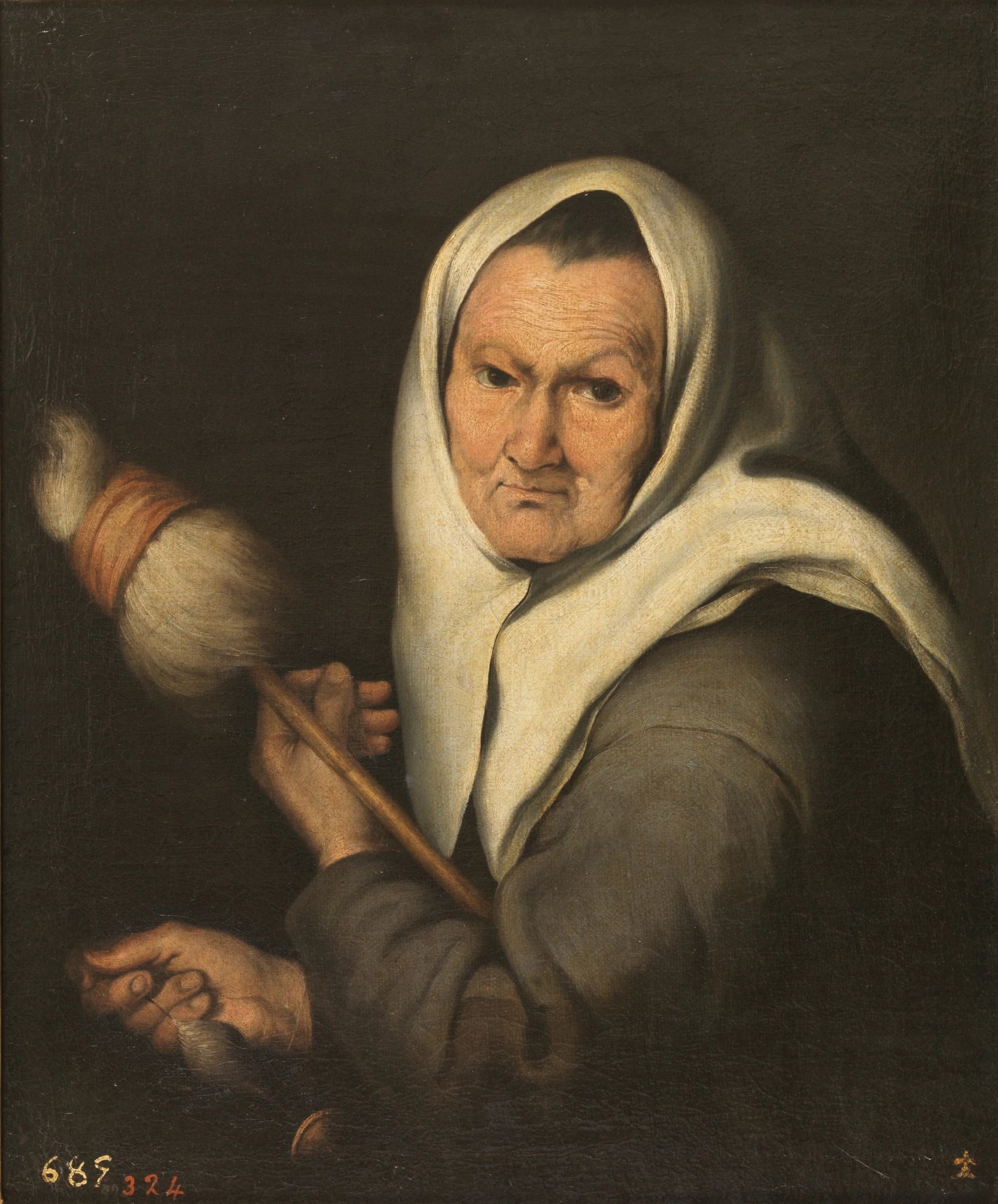 Une vieille femme qui tourne. - Bartolomé Esteban Murillo