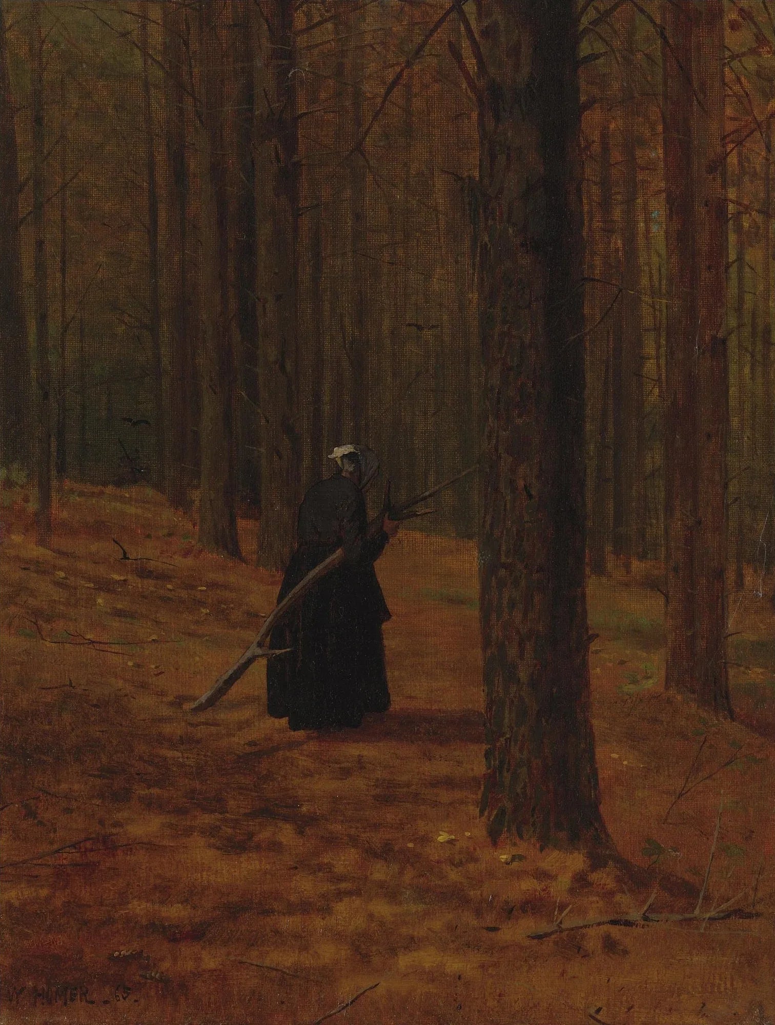 Vieille femme ramassant des fagots - Winslow Homer image 1 copie de tableau peinte à la main