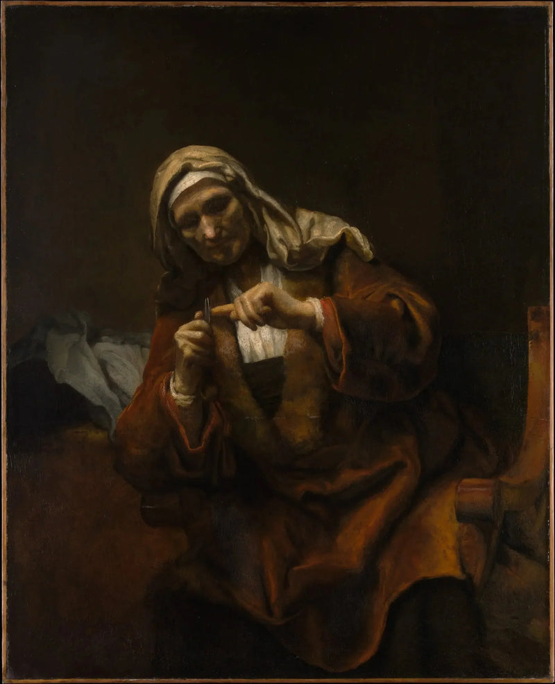 Vieille femme se coupant les ongles - Rembrandt