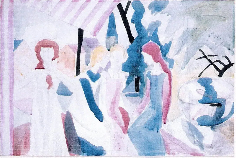Vier Mädchen auf einer Altane - August Macke