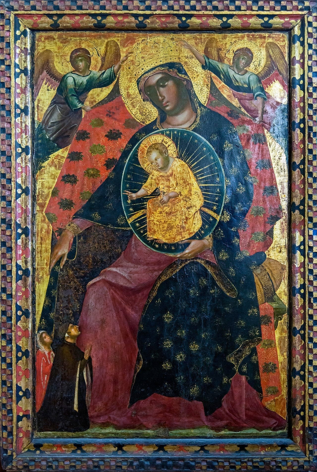 Vierge à enfant avec deux commanditaires - Paolo Veneziano image 1 copie de tableau peinte à la main