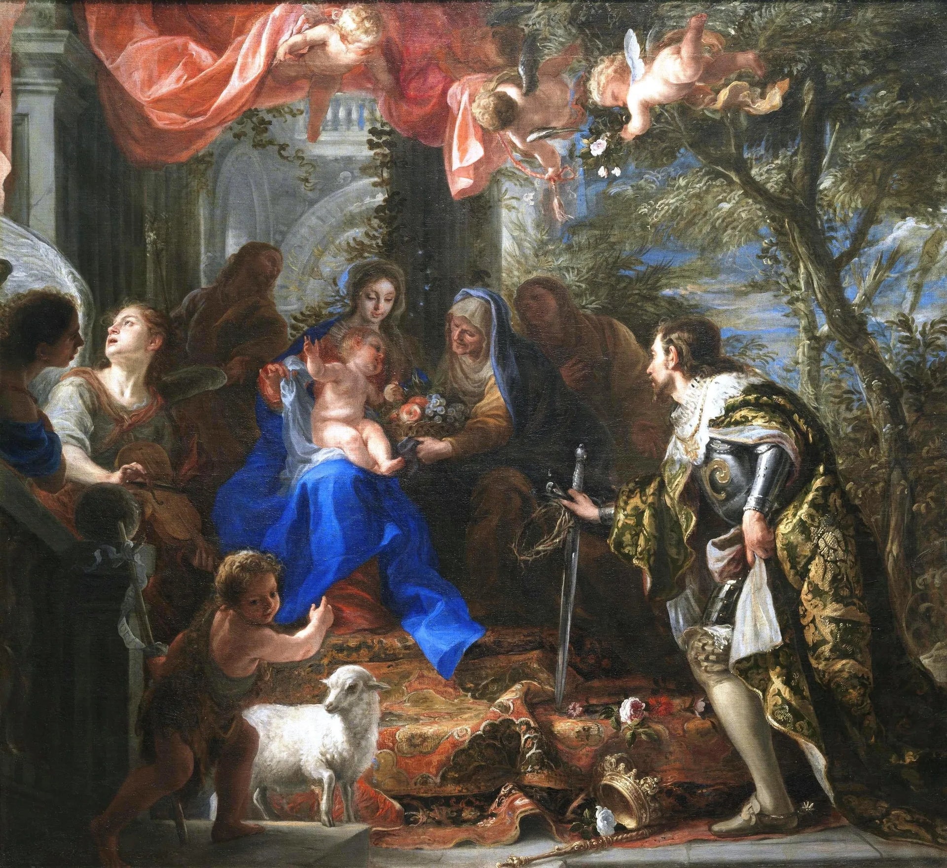 Vierge à l'Enfant adoré par Saint Louis, Roi de France - Claudio Coello image 1 reproduction de peinture à l’huile