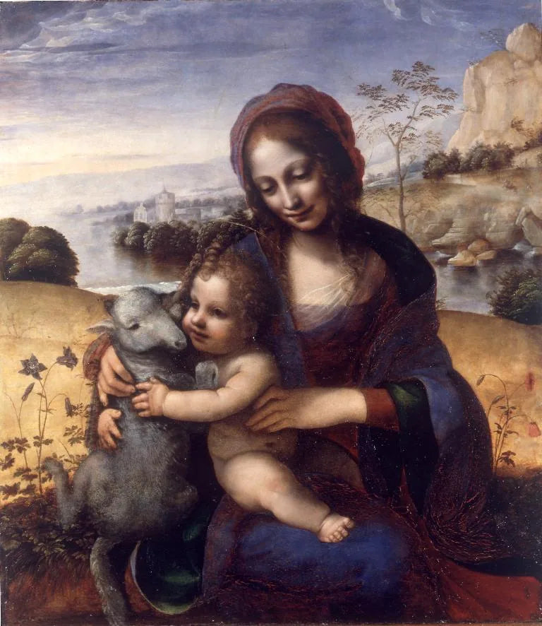 Vierge à l'Enfant avec l'agneau - Hernando de los Llanos image 1 copie de tableau peinte à la main