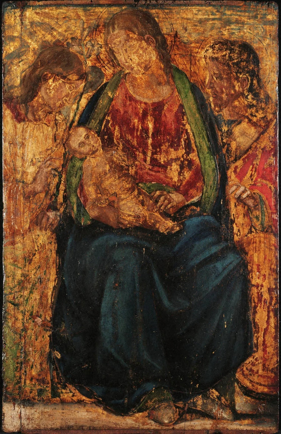 Vierge à l'Enfant avec l'archange Gabriel et un saint non identifié - Luca Signorelli image 1 copie de tableau peinte à la main