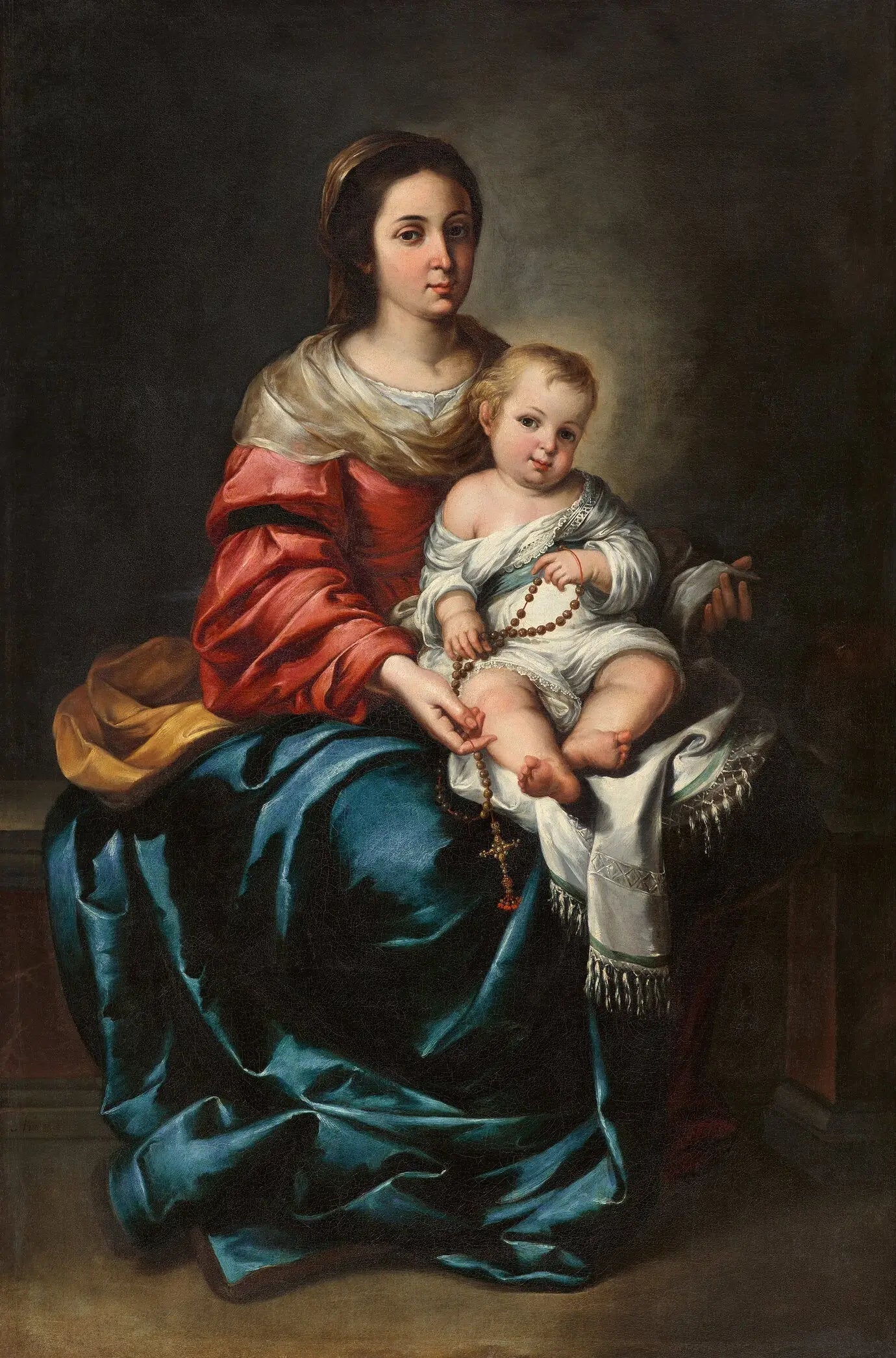 Vierge à l'Enfant, avec chapelet - Bartolomé Esteban Murillo image 1 reproduction de peinture à l’huile