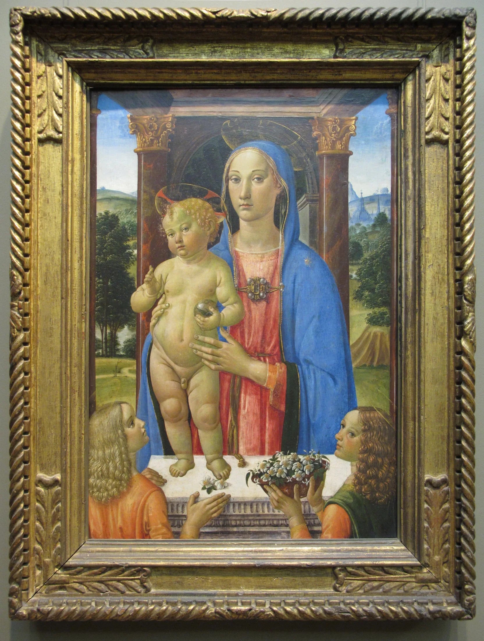 Vierge à l'Enfant avec des anges - Cosimo Rosselli image 1 copie peinte à la main à l’huile