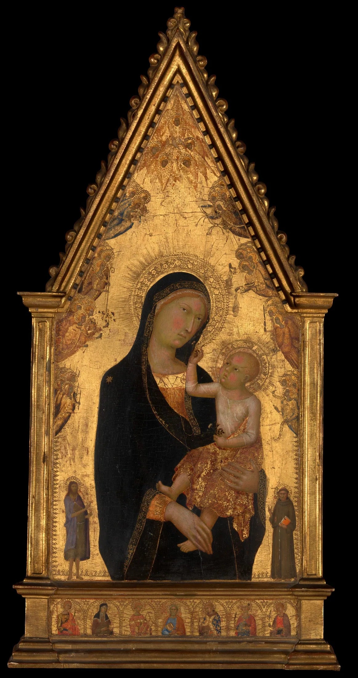 Vierge à l'Enfant avec des saints et des anges - Lippo Memmi image 1 copie de tableau peinte à la main
