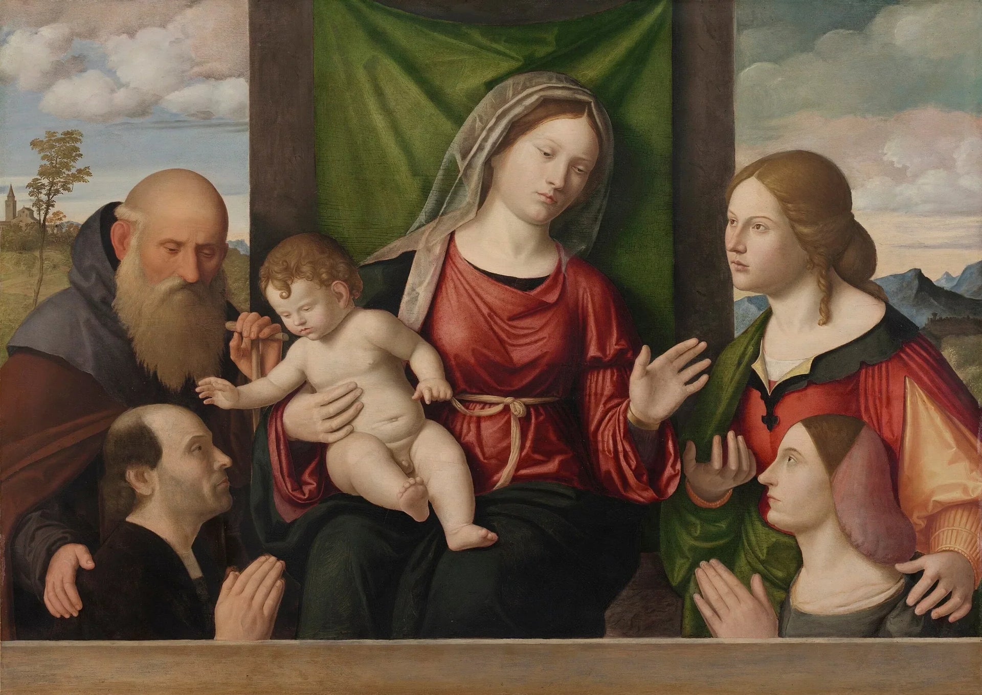 Vierge à l'Enfant avec des saints et des donateurs - Cima da Conegliano image 1 reproduction artisanale de tableau