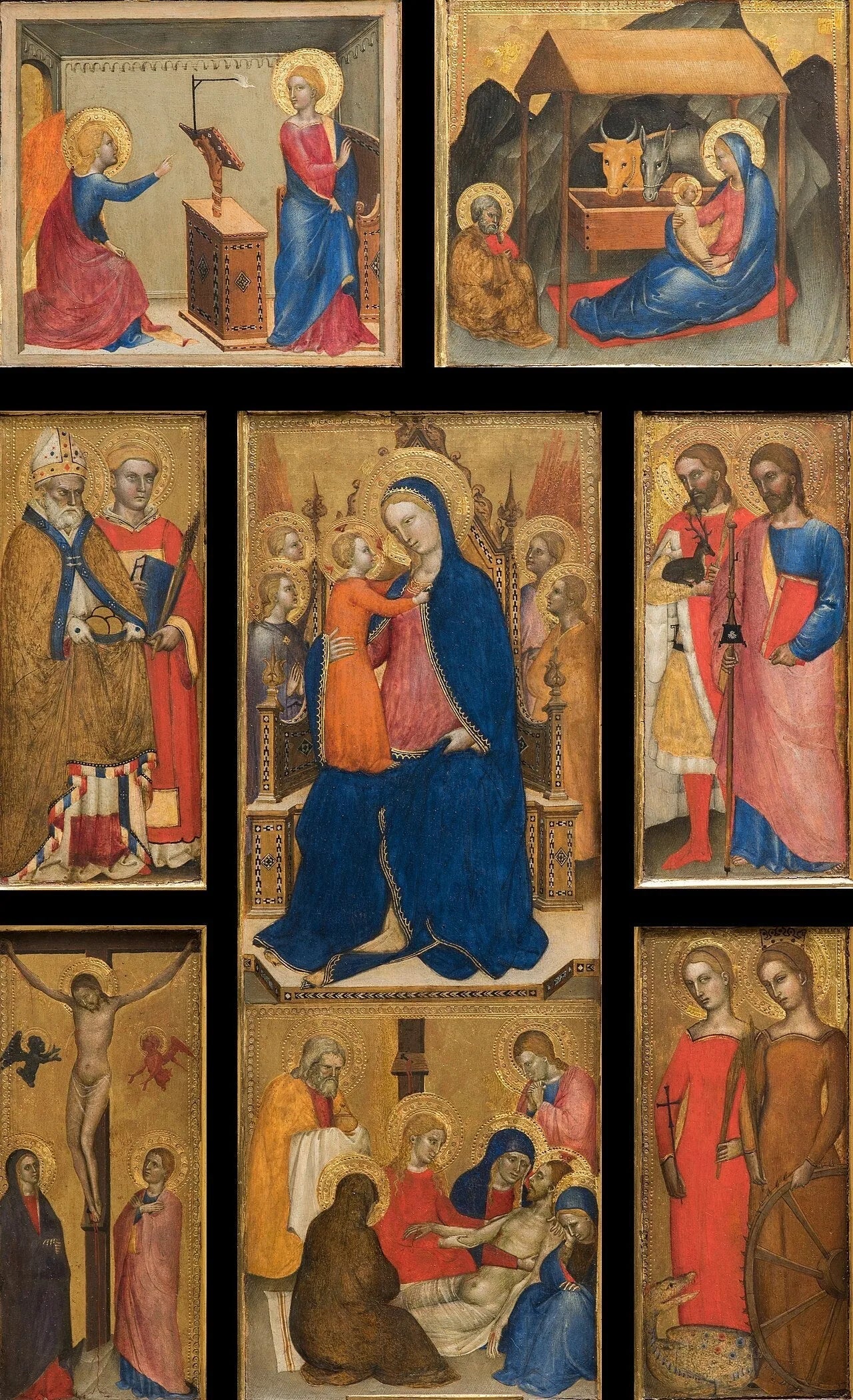 Vierge à l'Enfant avec des saints - Giovanni da Milano image 1 copie peinte à la main à l’huile