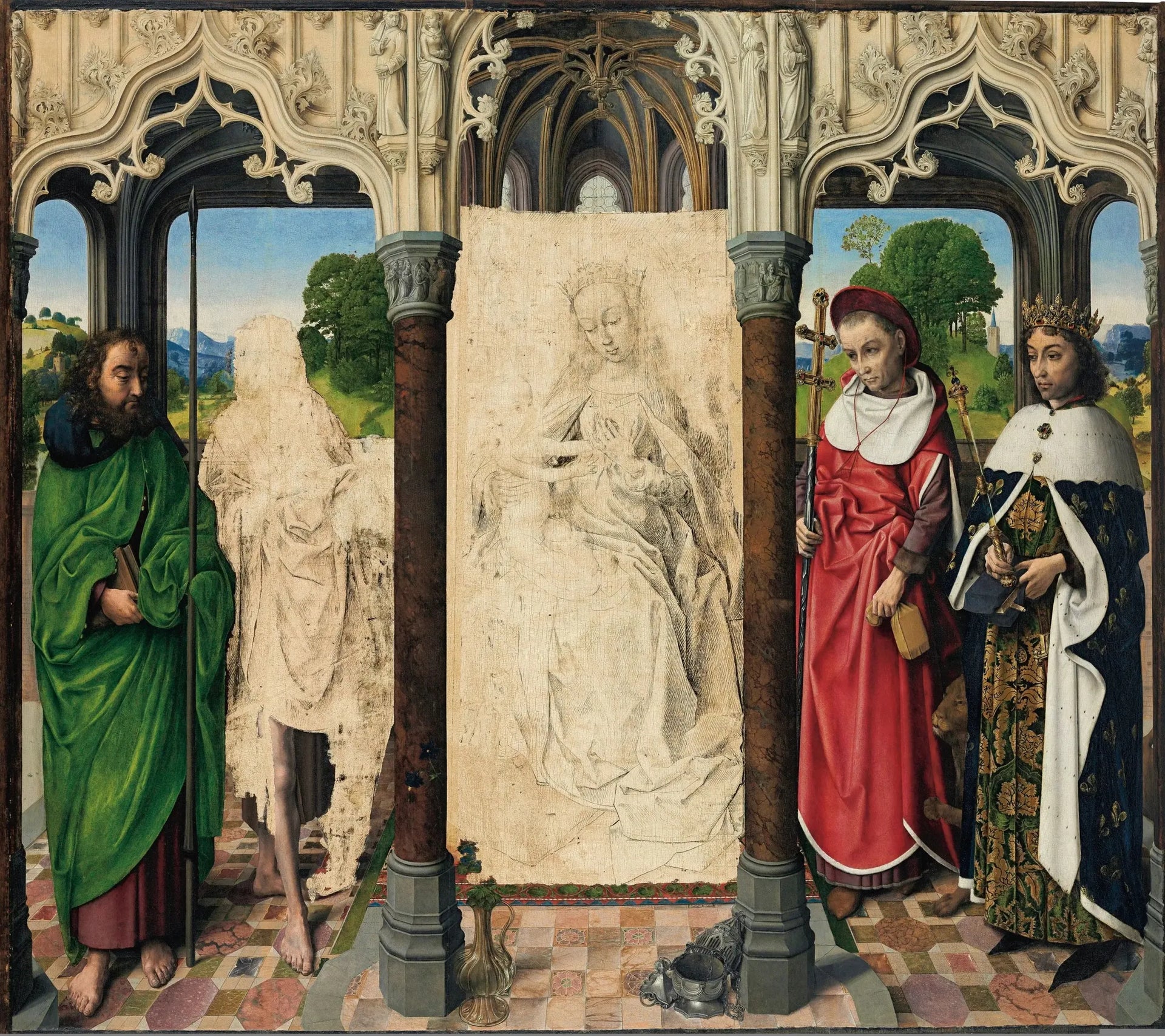 Vierge à l'Enfant avec des saints - Hugo van der Goes image 1 tableau peint à l’huile sur toile