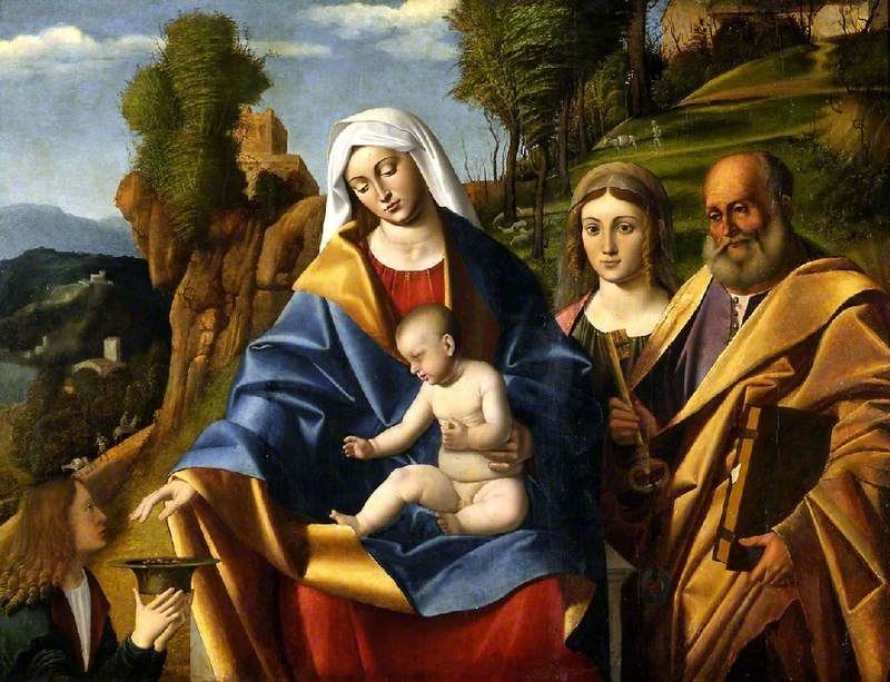 Vierge à l'Enfant avec des saints - Marco Basaiti image 1 tableau peint à l’huile sur toile