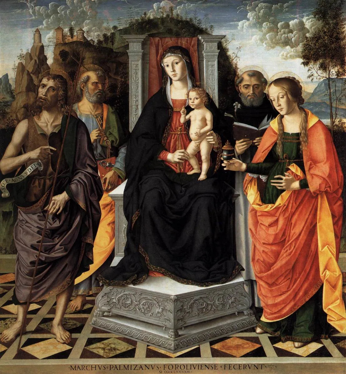 Vierge à l'Enfant avec des saints - Marco Palmezzano image 1 reproduction d’œuvre d’art à l’huile