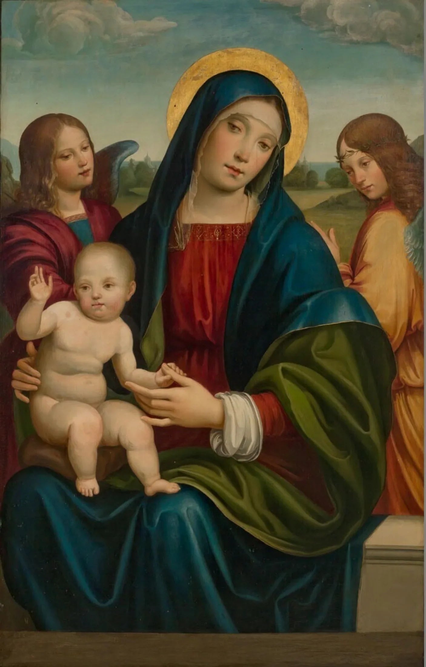 Vierge à l'Enfant avec deux anges - Francesco Francia image 1 tableau peint à l’huile sur toile