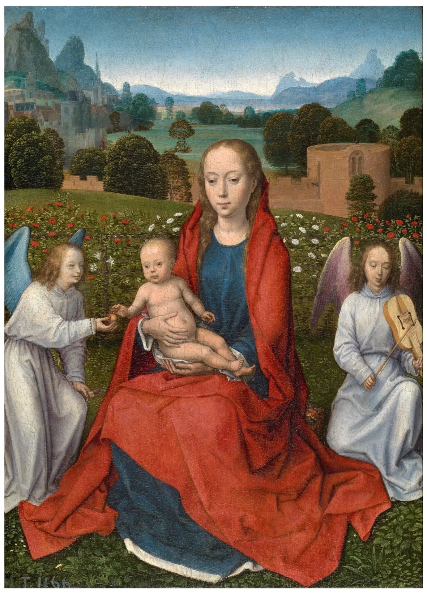 Vierge à l'Enfant avec deux anges - Hans Memling image 1 copie peinte à la main à l’huile