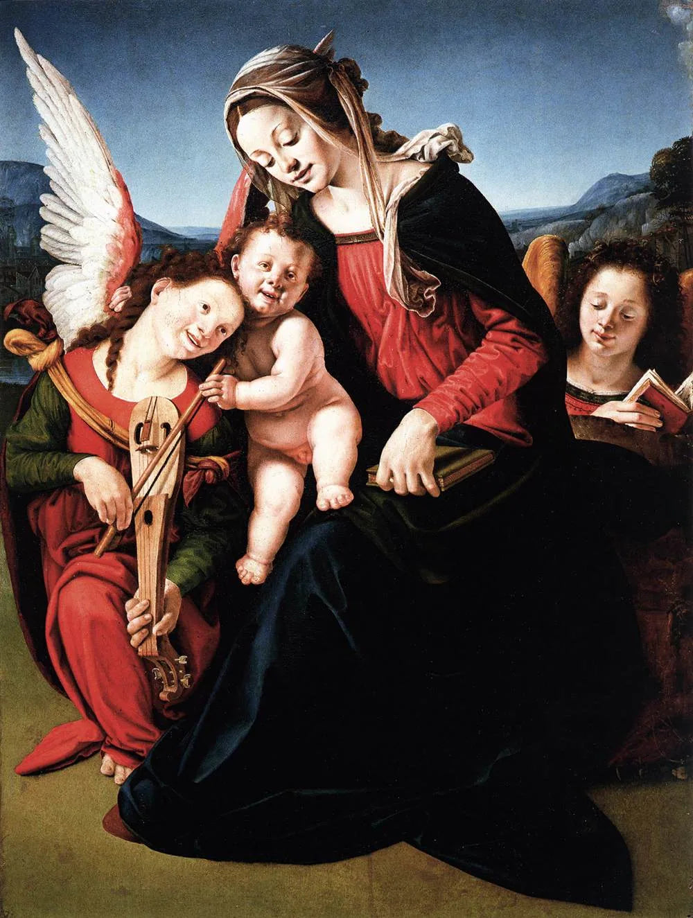 Vierge à l'Enfant avec deux anges - Piero di Cosimo image 1 tableau peint à l’huile sur toile