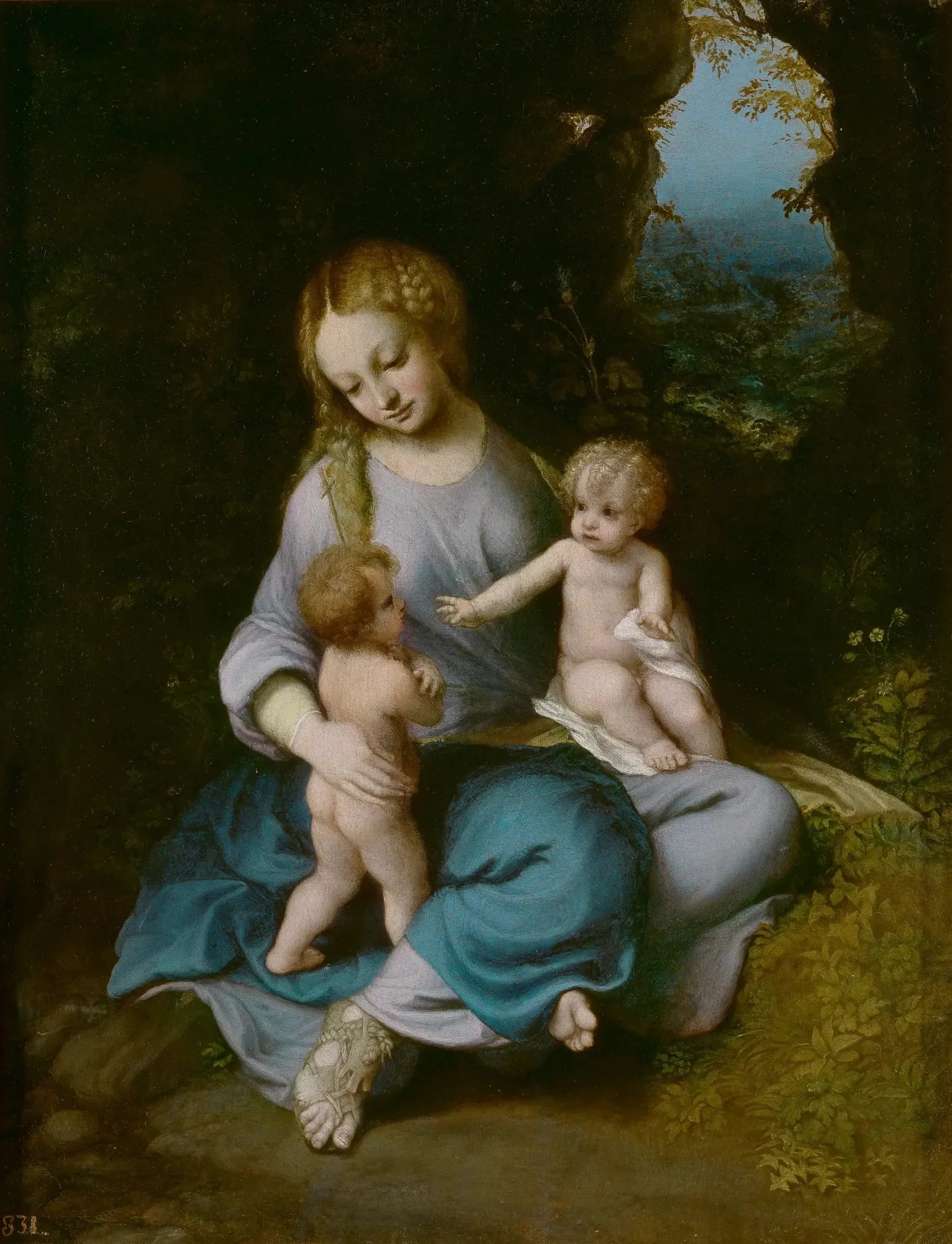 Vierge à l'Enfant avec Jean-Baptiste - Antonio da Correggio image 1 copie de tableau peinte à la main