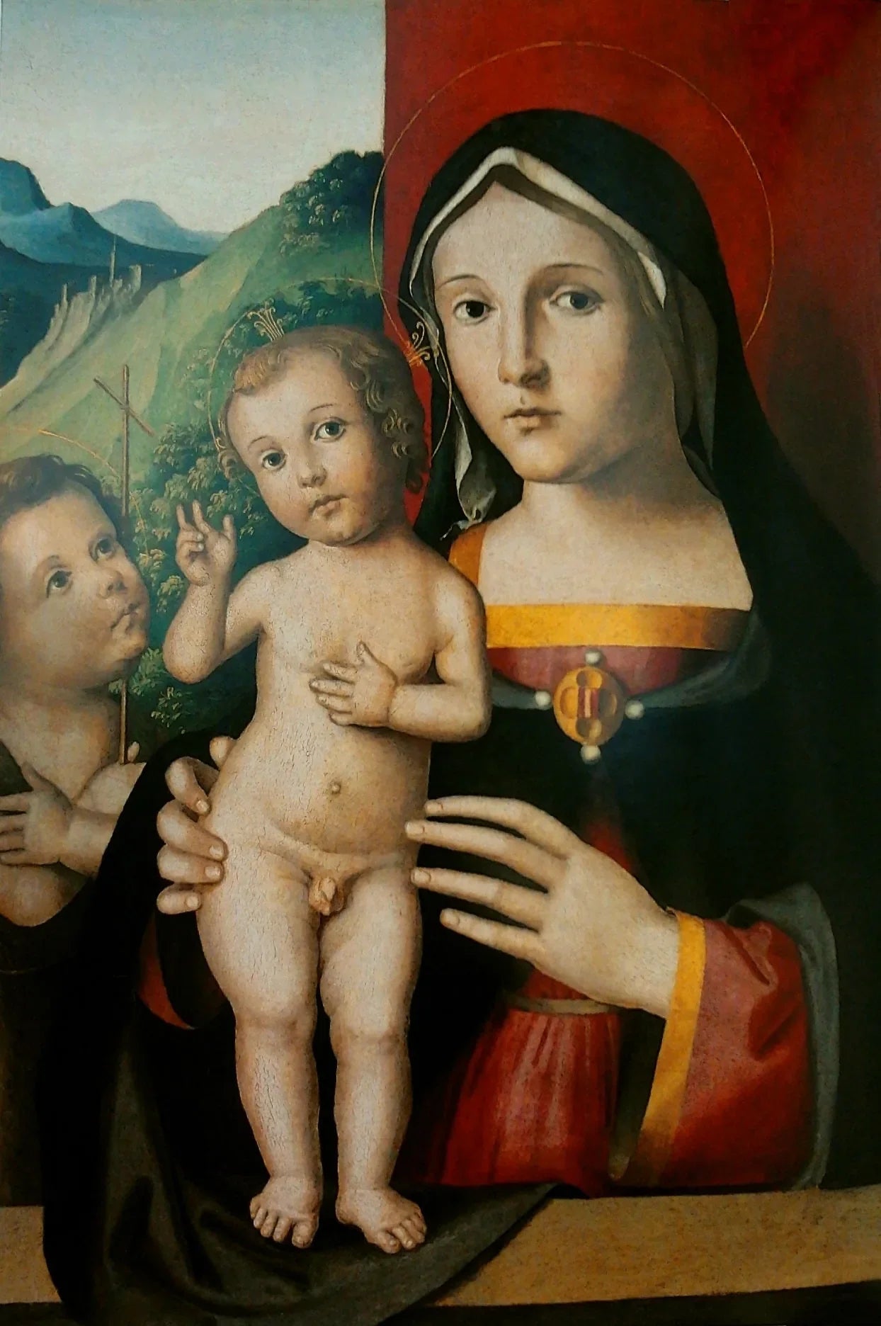 Vierge à l'Enfant avec le petit saint Jean-Baptiste. - Marco Palmezzano image 1 reproduction de peinture à l’huile
