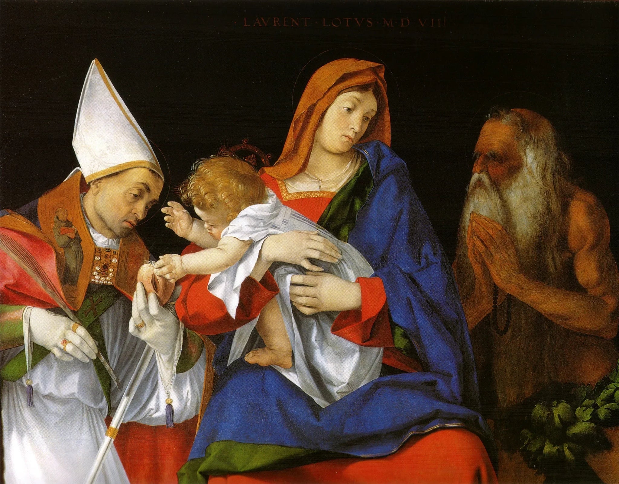 Vierge à l'Enfant avec les saints Ignace d'Antioche et Onuphre - Lorenzo Lotto image 1 tableau peint à l’huile sur toile