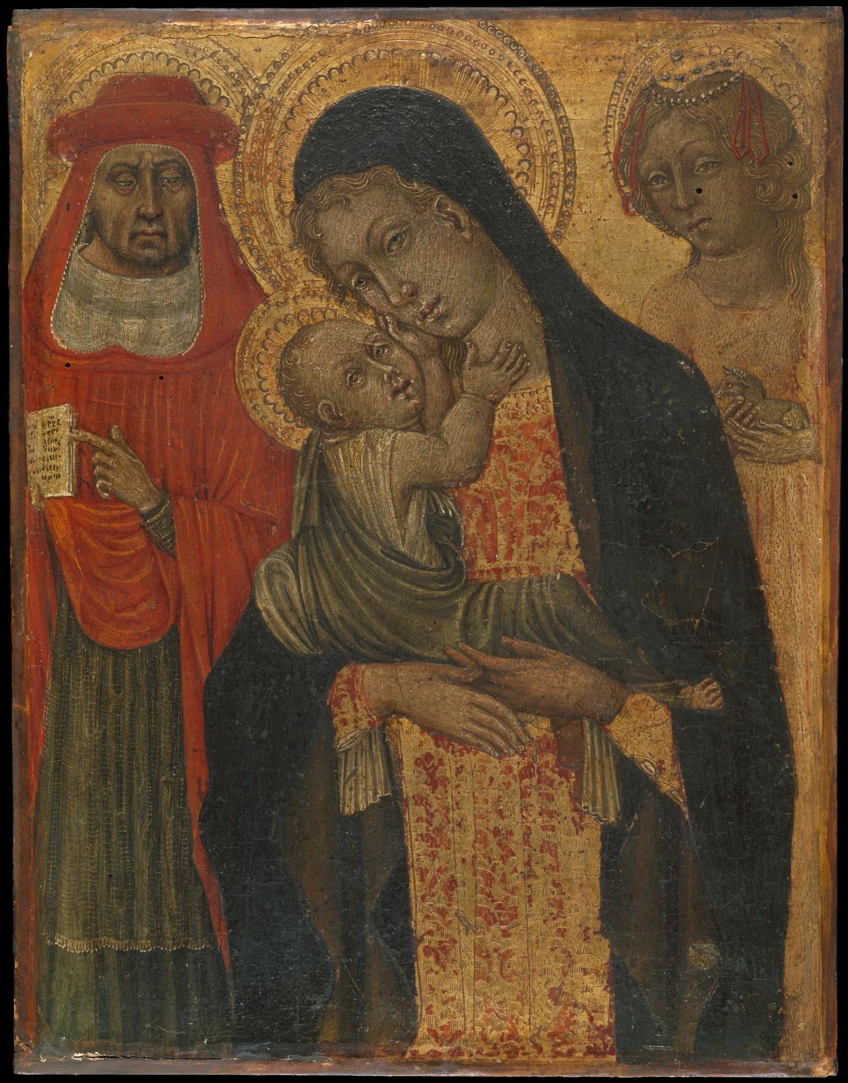 Vierge à l'Enfant avec les saints Jérôme et Agnès - Giovanni di Paolo image 1 reproduction artisanale de tableau