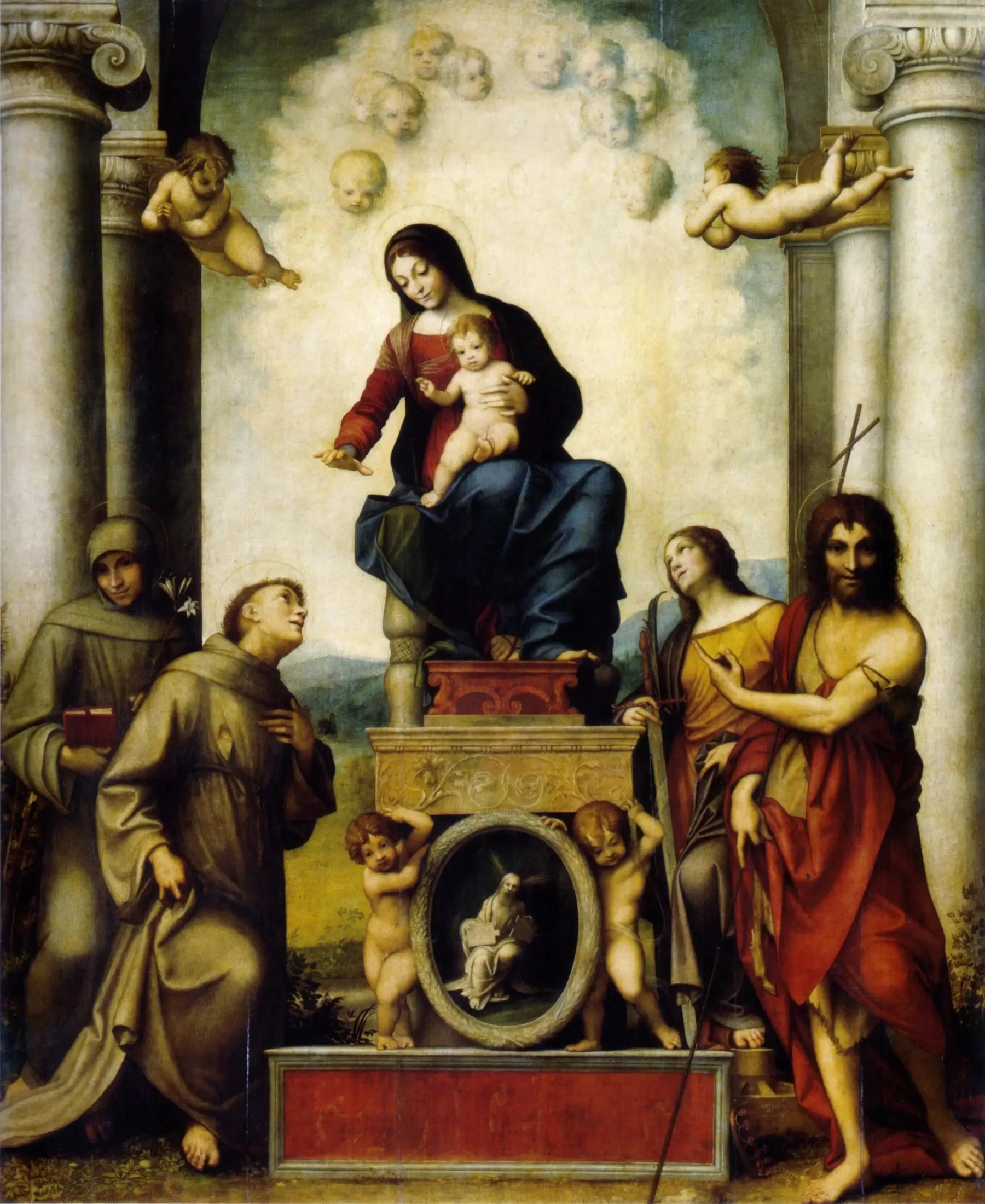 Vierge à l'Enfant avec saint François - Antonio da Correggio image 1 reproduction artisanale de tableau