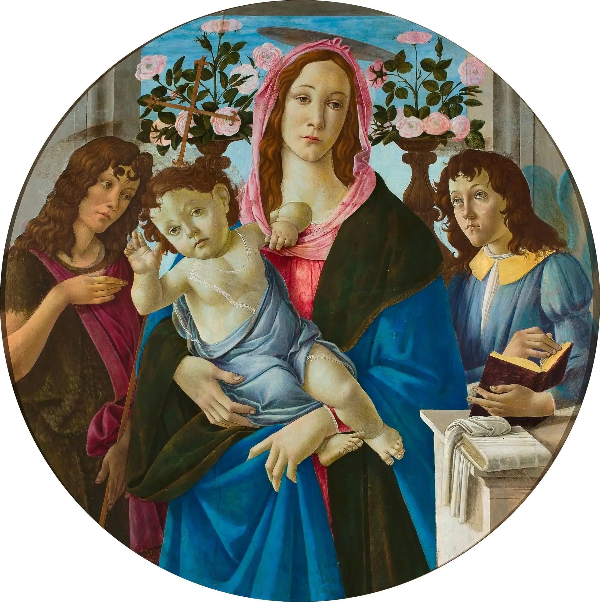Vierge à l'Enfant avec saint Jean-Baptiste et un ange - Sandro Botticelli image 1 copie de tableau peinte à la main