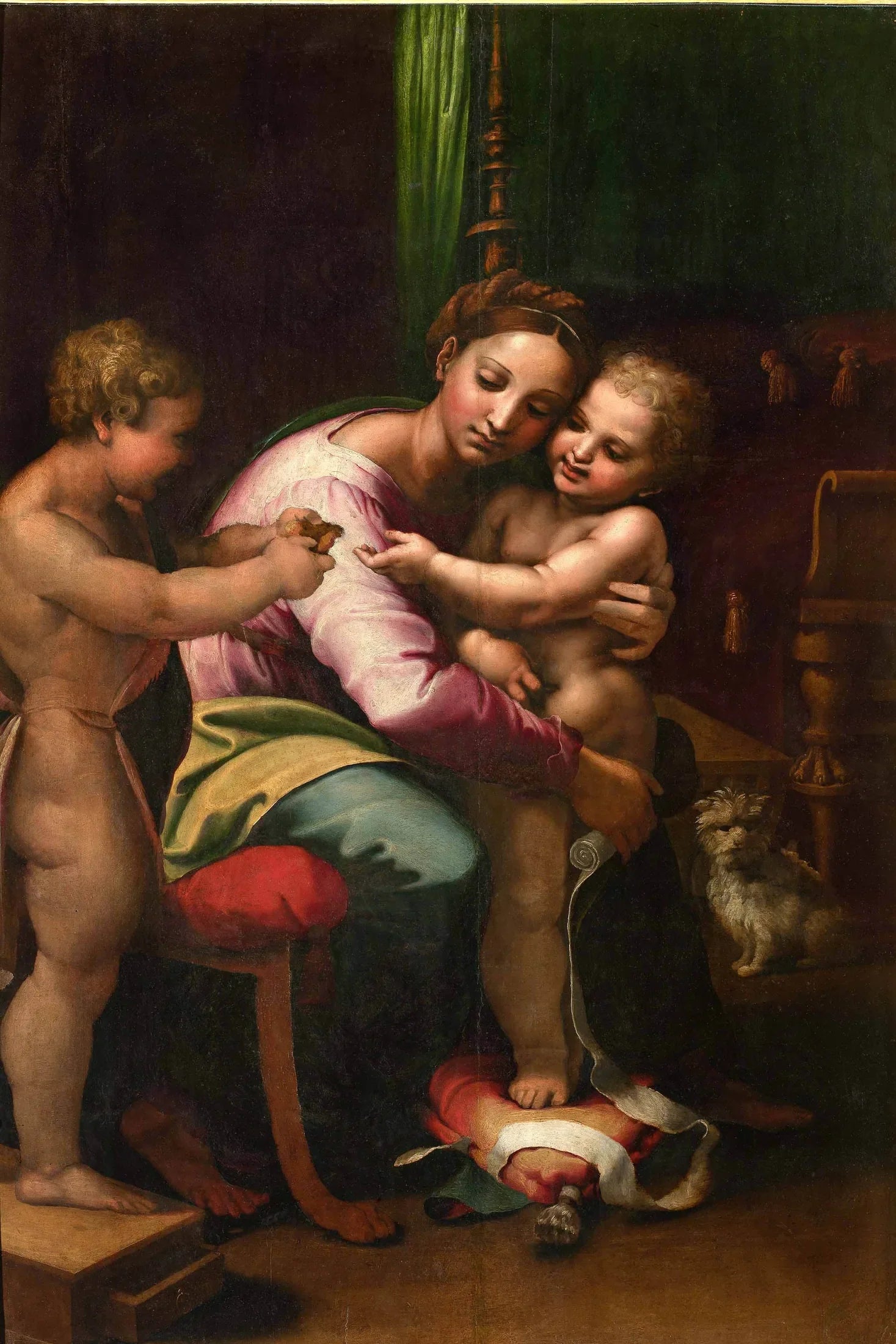Vierge à l'Enfant avec saint Jean-Baptiste enfant - Giulio Romano image 1 copie de tableau peinte à la main