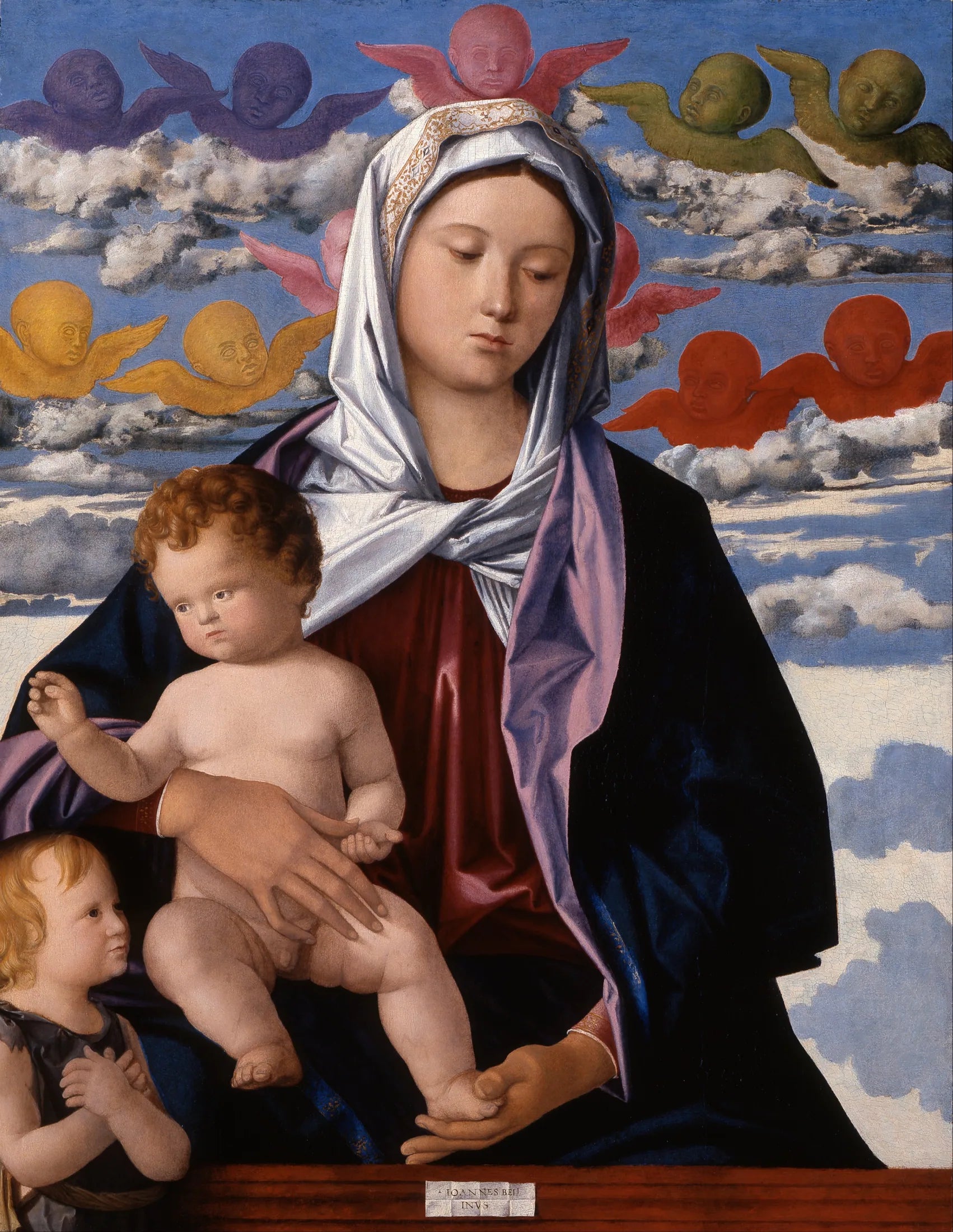 Vierge à l'enfant avec Saint Jean le Baptiste - Giovanni Bellini image 1 tableau peint à l’huile sur toile