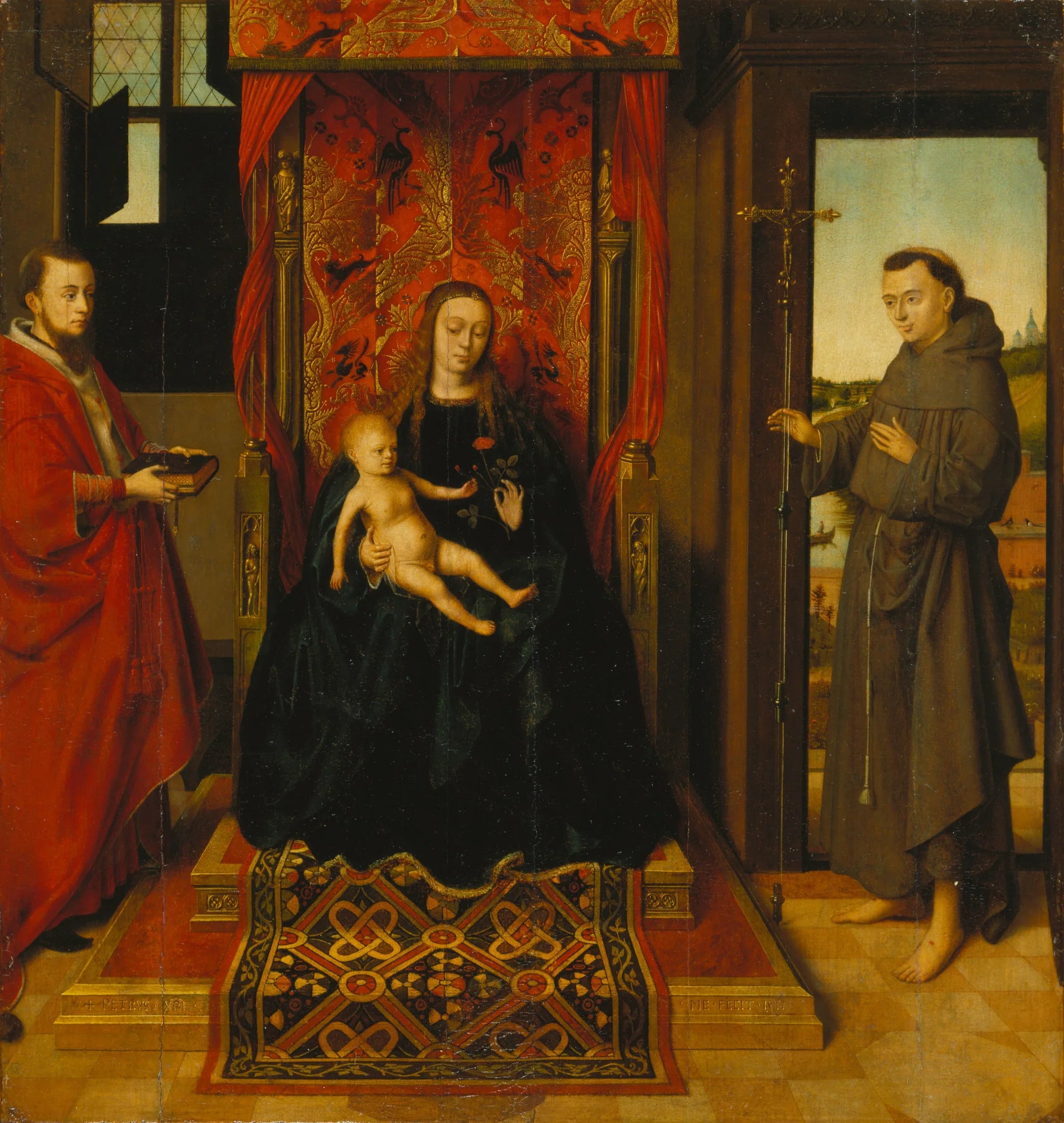 Vierge à l'Enfant, avec saint Jérôme et saint François - Petrus Christus image 1 tableau peint à l’huile sur toile